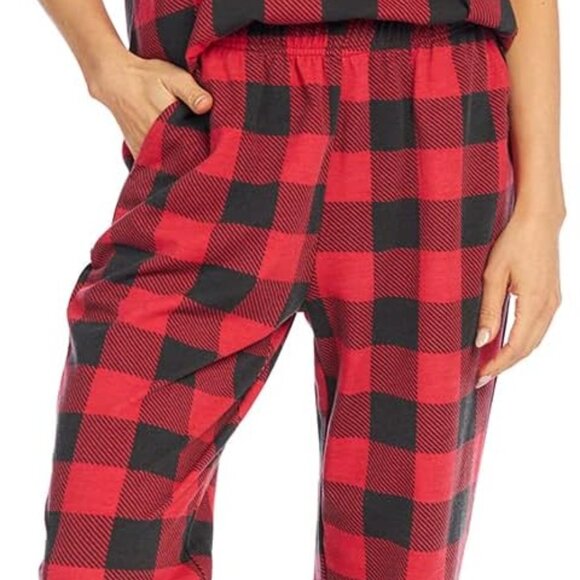 Mud pie Women's Potter Red  and Black buffalo check Pajama Set NEW - Picture 2 of 8